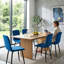 Ensemble de 4 chaises de salle à manger en velours bleu avec pieds en métal et dossier ergonomique