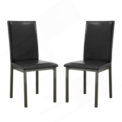 Ensemble de 2 chaises d'appoint rembourrées en similicuir noir