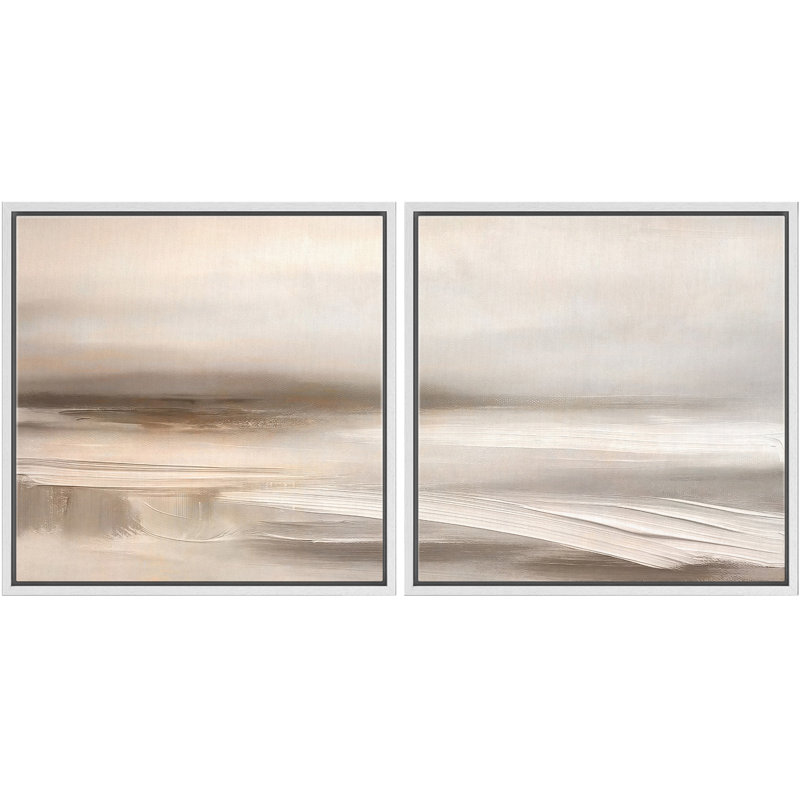 «Warm Neutral Beige Soft», paysage abstrait, ensemble de décorations murales encadrées pour chambre principale, reproduction d'art 2 pièces