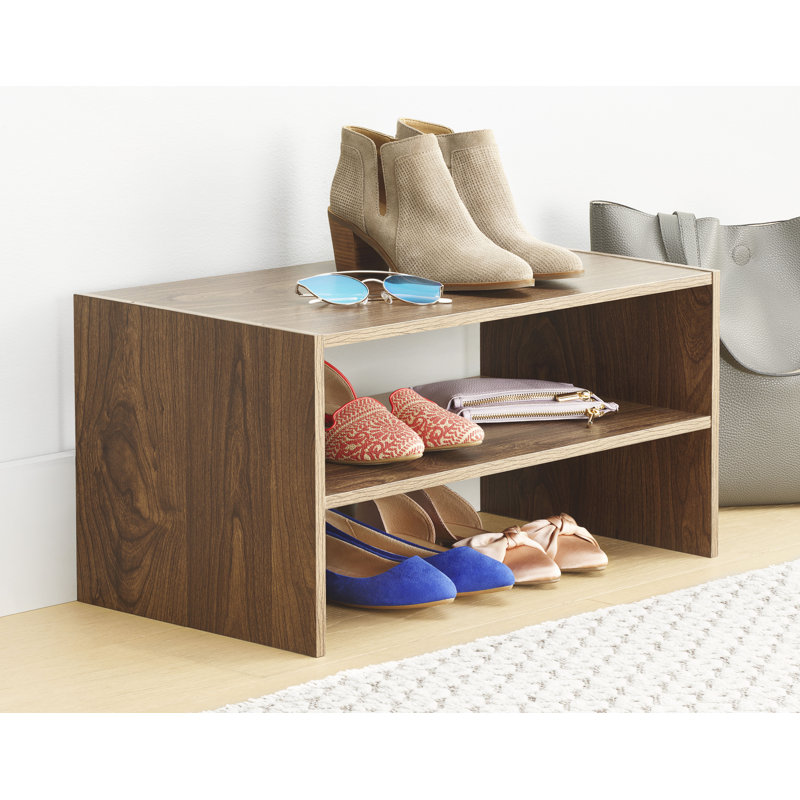 Shoe Rack Wood Stackable 2-Shelf, Brown