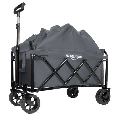 Chariot utilitaire extensible à deux couches de 5 po x 2 po de largeur amélioré avec 100% d'espace supplémentaire, chariot d'épicerie d'une capacité de 220 lb pour le camping, le magasinage, les sports, le jardinage, la pêche
