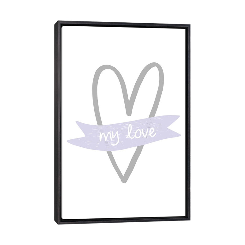 «My Love Heart», reproduction d'impression, H 40 po x l 26 po x P 1,5 po, Toile avec cadre noir patiné, Pas de tapis