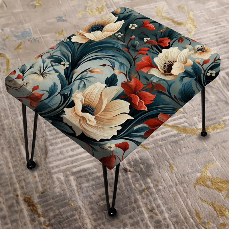 Blue And White Wines Flowers - Floral Rectangle Ottoman