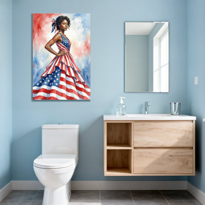 Fashion American Flag Dress Woman Portrait