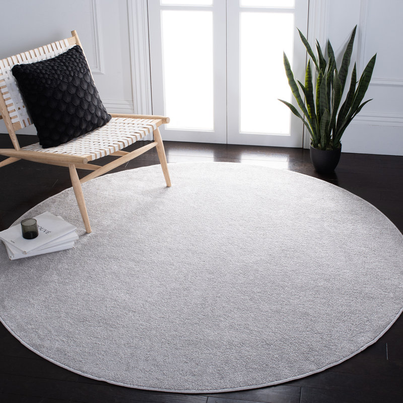 Tapis de couleur unie antidérapant Briadhea-Lyn, Rond 6 pi 7 po