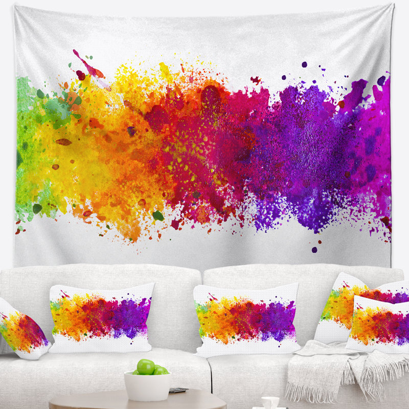 Tapisserie d'éclaboussure aquarelle artistique abstraite, H 50 po x l 60 po