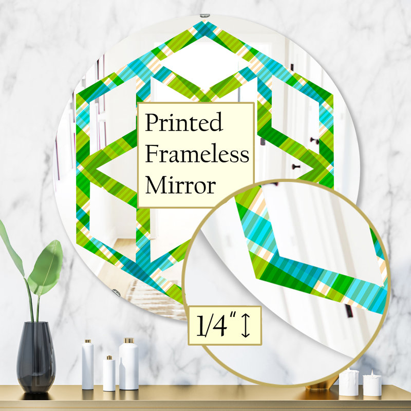 Miroir mural sans cadre à motif abstrait, 31,5 po x 31,5 po, Texture tartan géométrique II