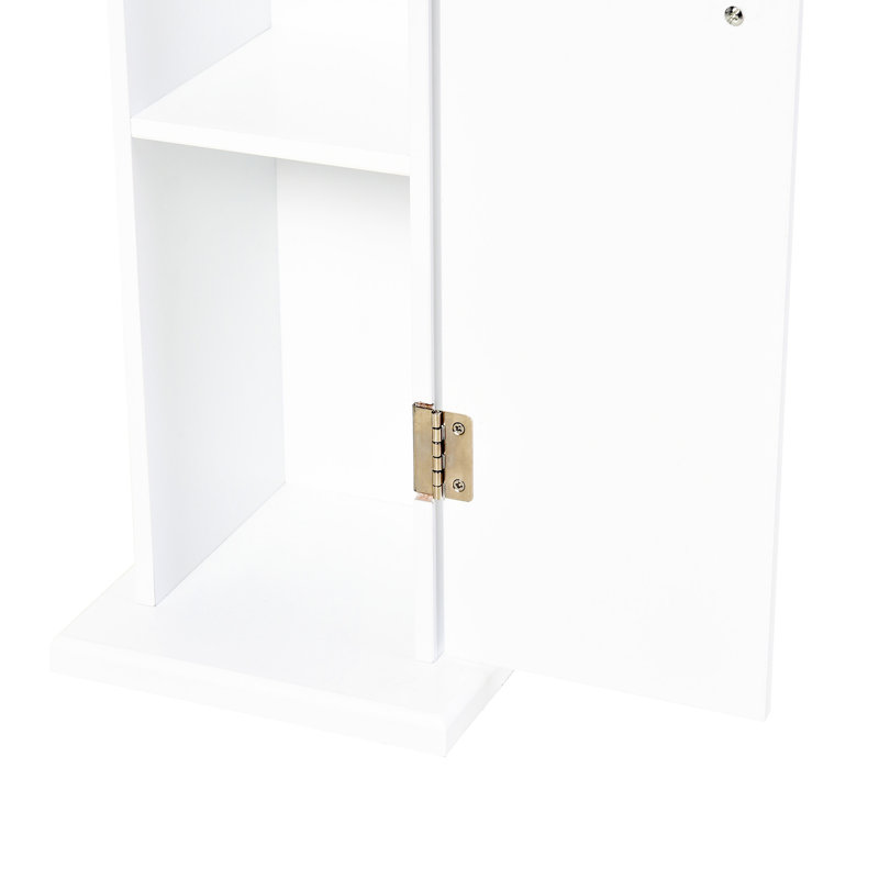 Petite armoire de salle de bain - Rangement de papier hygiénique en coin blanc avec portes