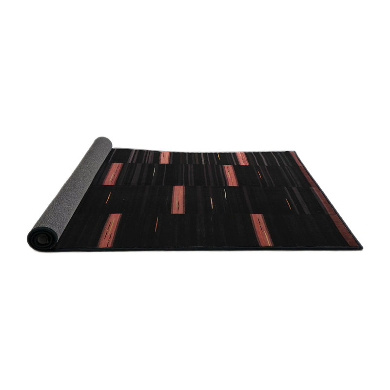 Tapis de zone noir/orange contemporain, Rond 4 pi