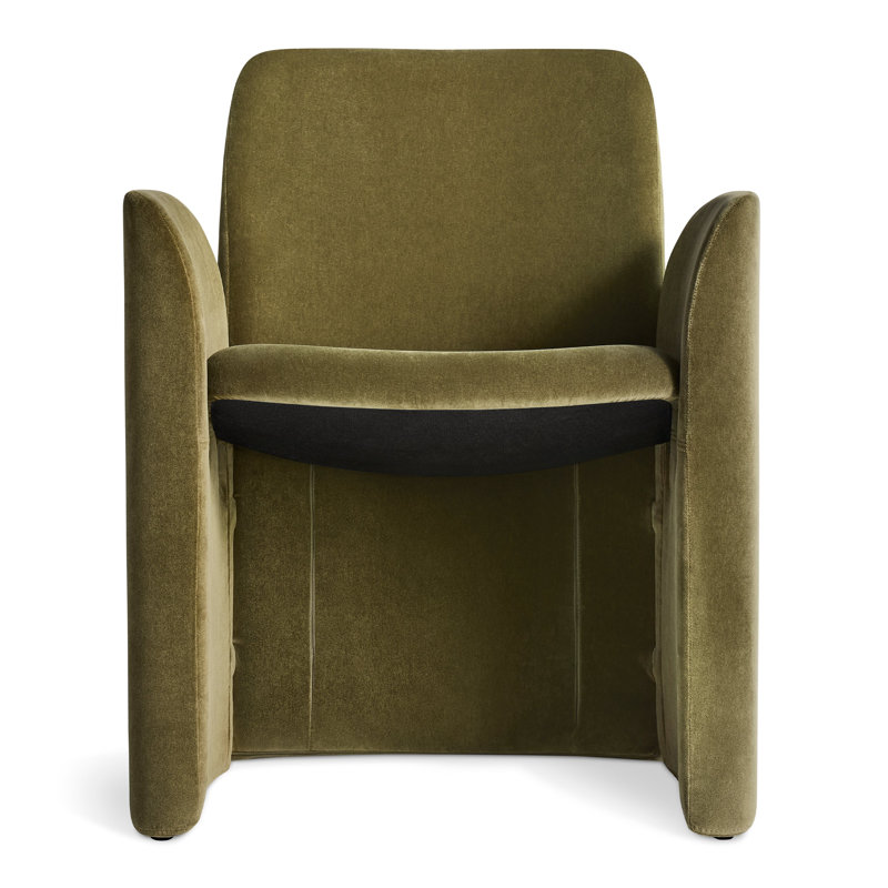 Parentheses Upholstered Arm Chair, Polyester Blend Moss