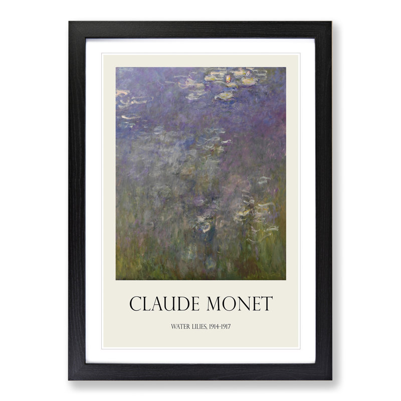 Water Lilies Lily Pond Vol.26 by Claude Monet - Picture Frame Art Prints, 65cm H x 48cm W x 2cm D, Black Framed