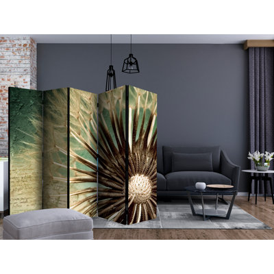 Clovill 225cm W x 172cm H 5 - Panel Solid Wood Folding Room Divider