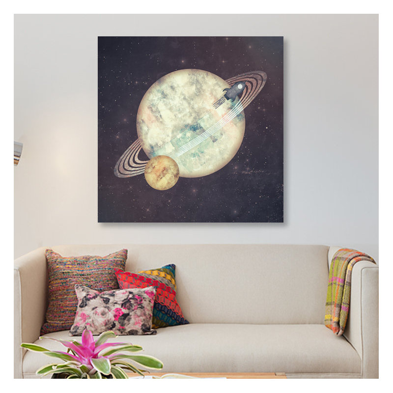 « exodus », impression sur toile tendue, H 18 po x l 18 po x P 1,5 po, Toile avec cadre noir, Pas de tapis