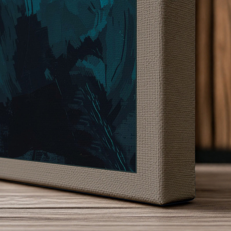 Seal in Teal Waters Coastal - Wrapped Canvas, 36x24 - 91.4 x 61.0 cm, Taupe Border