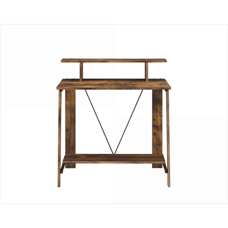 Bureaux en chêne industriel vieilli & amp; Bureau d'écriture noir avec 2 tiroirs Ports USB / à fiche | Chêne | Bois synthétique