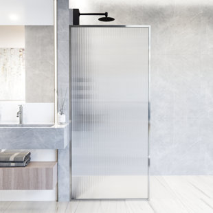 Meridian 34" W x 74" H Fixed Framed Shower Screen with 3/8" Glass