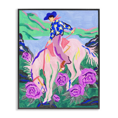 Bright Cowboy & Blooms Giclee Art by Tim OToole