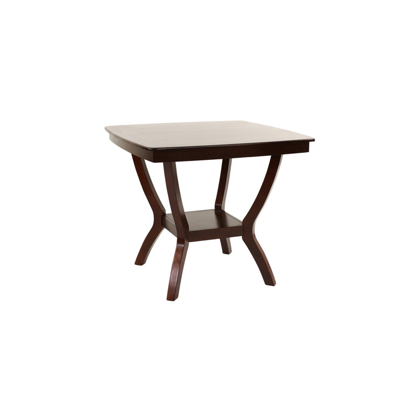 Table de salle à manger à hauteur de comptoir en bois massif avec tablette
