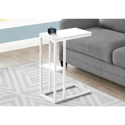 Bedroom Side Table Furniture Element - White Laminate, Metal Frame Laminate Accent Frame, Fits Any Decor Style