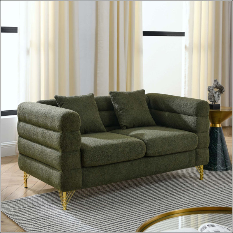 Oversized 2 Seater Sectional Sofa, Living Room Comfort Fabric Sectional Sofa-Deep Seating Sectional Sofa, Soft Sitting With 2 Pillows For Living Room, Bedroom, Office