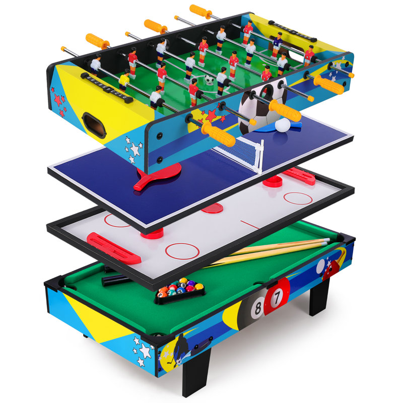 La table combinée 4-en-1 de 31 po Rioloiuy comprend le billard de billard, le hockey sur coussin d'air, le soccer sur table et le tennis de table