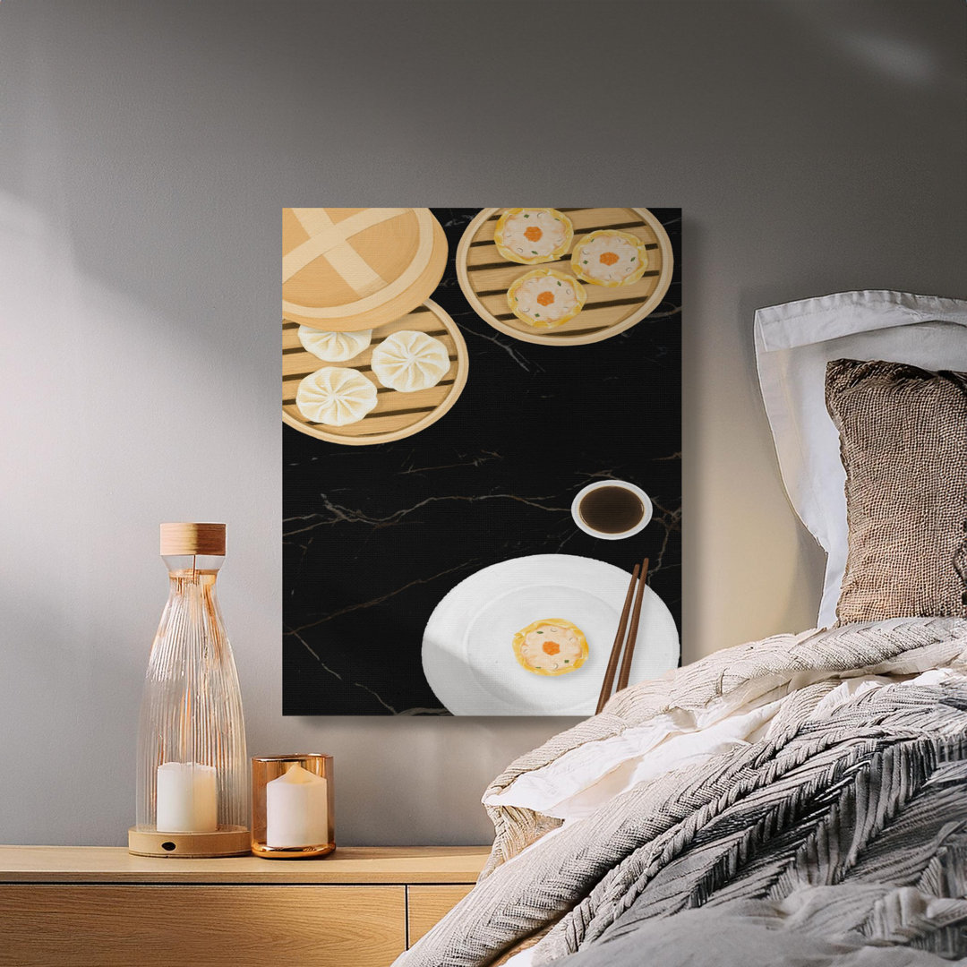 Dim Sum Canvas Wall Art, Chinese Foodie Decor, Dumplings Shumai Matte Print, Ready to Hang Canvas, Archival Quality