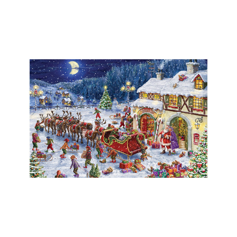 Santa Sleigh And Big Moon by Marcello Corti - Wrapped Canvas Painting, 66.04 cm H x 45.72 cm W x 1.91 cm D