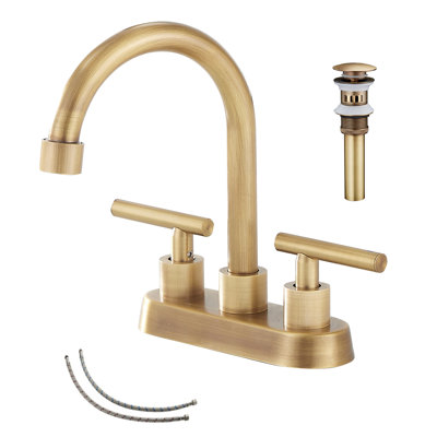 Centerset 2-handle Bathroom Faucet with Drain Assembly
