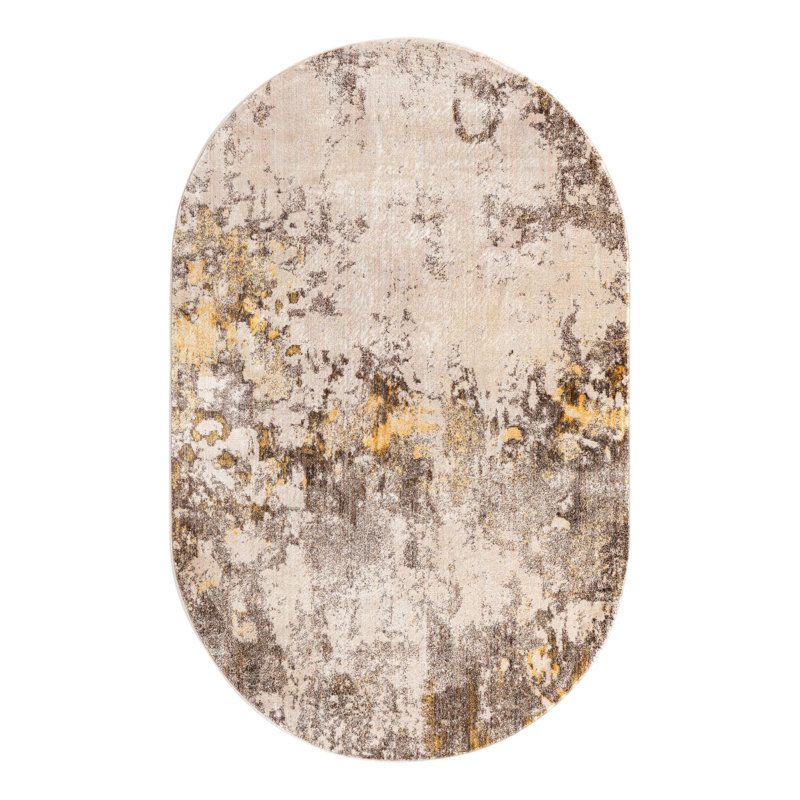 Tapis beige à motif abstrait Frodsham, Ovale 7 pi 11 po x 10 pi