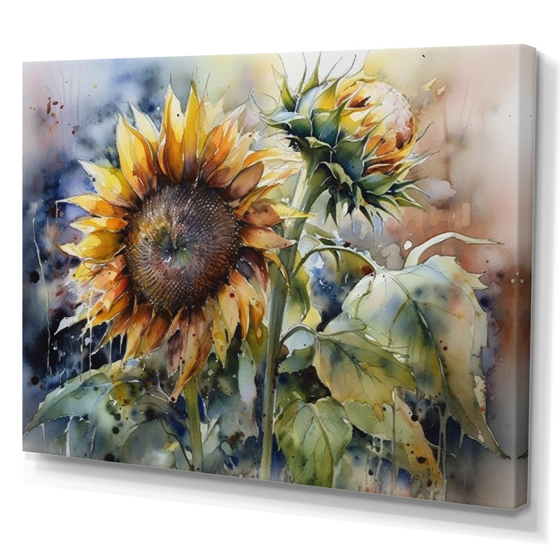 Jaune tournesol symphonie IV - impressions encadrées de tournesol, H 34 po x l 44 po x P 1,5 po, Toile tendue