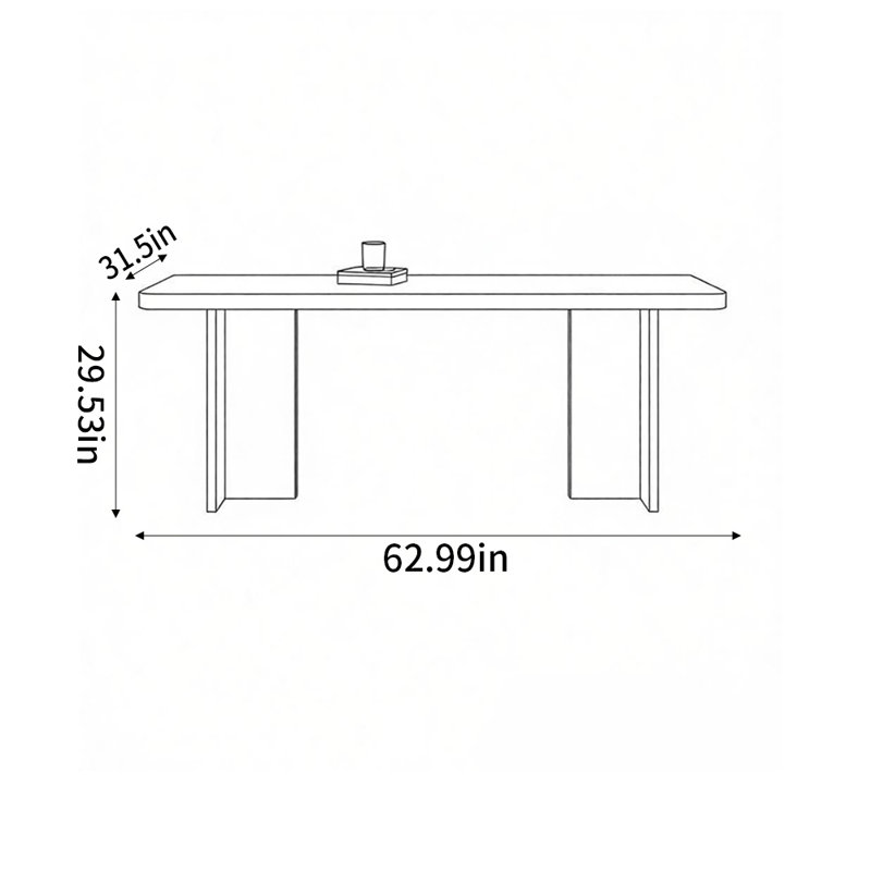 Table de salle à manger moderne, H 29,53 po x L 62,99 po x l 31,5 po