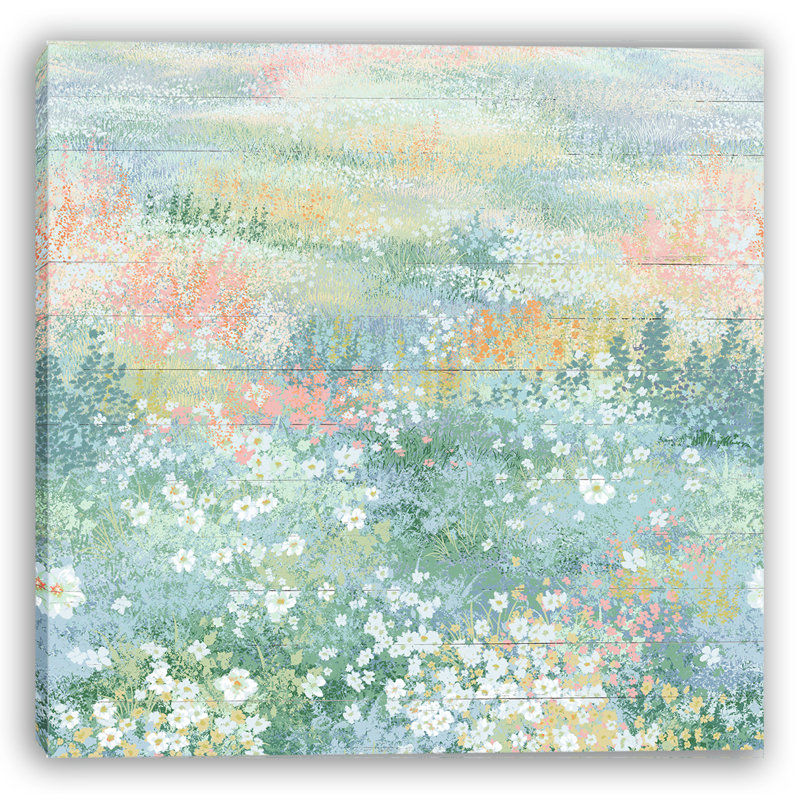 «Whispers of Spring - Soft Wildflower Field», art mural sur toile tendue, H 20 po x l 20 po