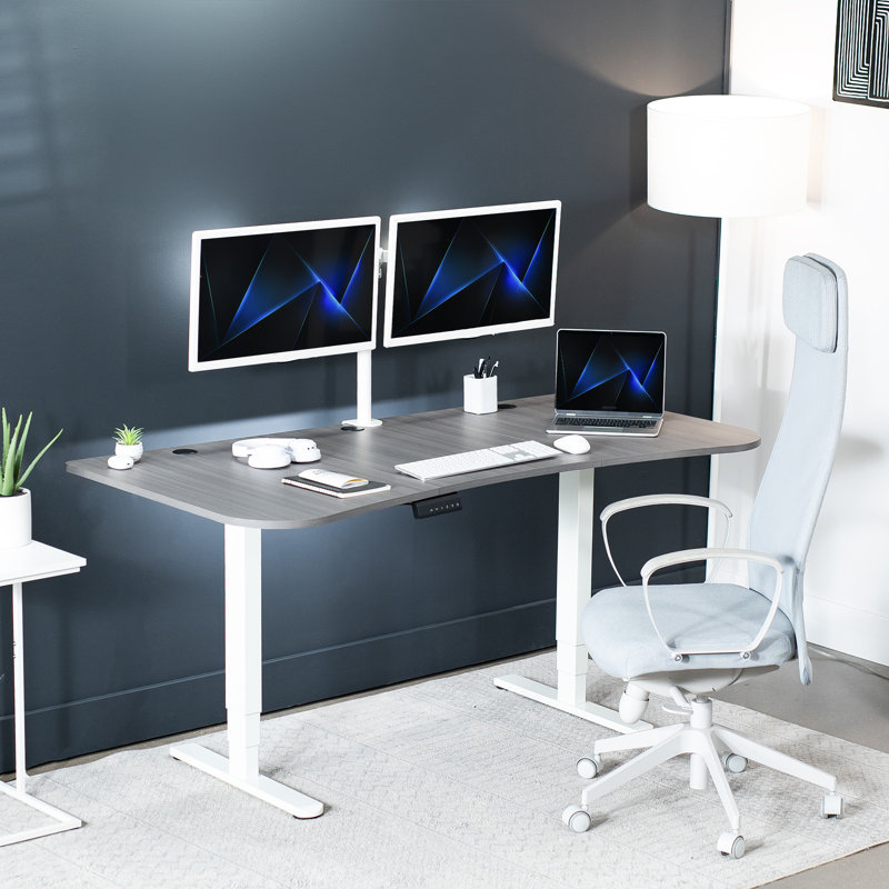 Bureau pour travailler debout à hauteur réglable, Gris foncé / Blanc