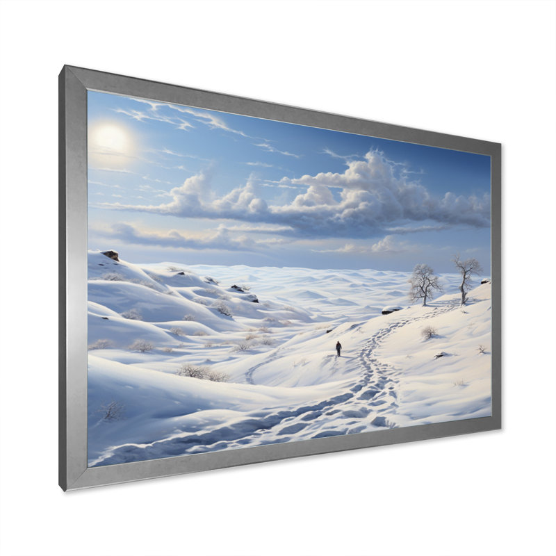 Paysage solitaire hivers - impression, H 34 po x l 44 po x P 1,5 po, Cadre photo argenté