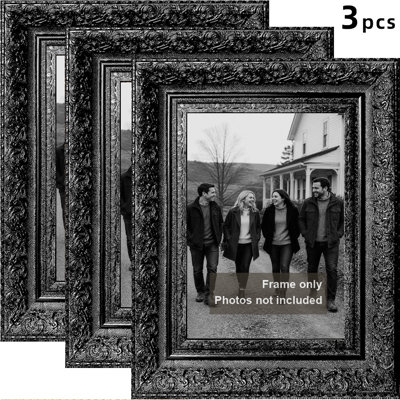 Cadre photo noir poli 3 pièces 5 po x 7 po avec orientation portrait ou paysage