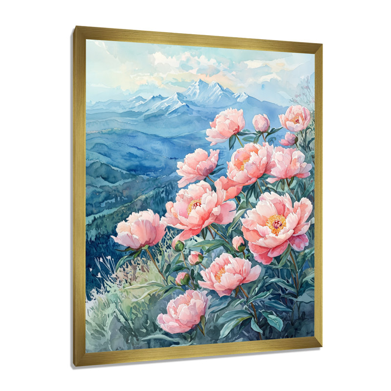 Beaufort - Floral Wall Art Living Room, H 32 po x l 24 po, Reproduction encadrée d'une seule photo, Doré