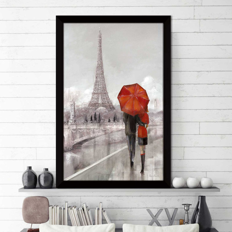 «Modern Couple in Paris», reproduction de peinture à l'huile encadrée, H 27,5 po x l 21,5 po x P 0,75 po
