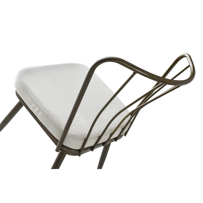 19.7'' H Velvet Upholstered Side Chair, White, Mink, 4