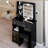 29.2" Small Size Left Drawer Desktop Vanity Table + Cushioned Stool,2 AC+2 USB Power Station,Hair Dryer Bracket,Extra Large Touch Control Sliding LED Mirror,Tri-color Switching,Brightness Adjust
