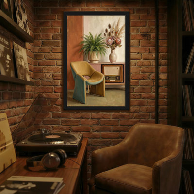Plantes et fleurs, chaise rétro, plante, vase, art mural