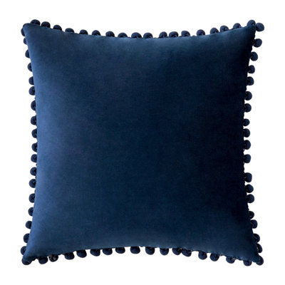 Rubie Pom-poms Velvet Reversible Throw Pillow