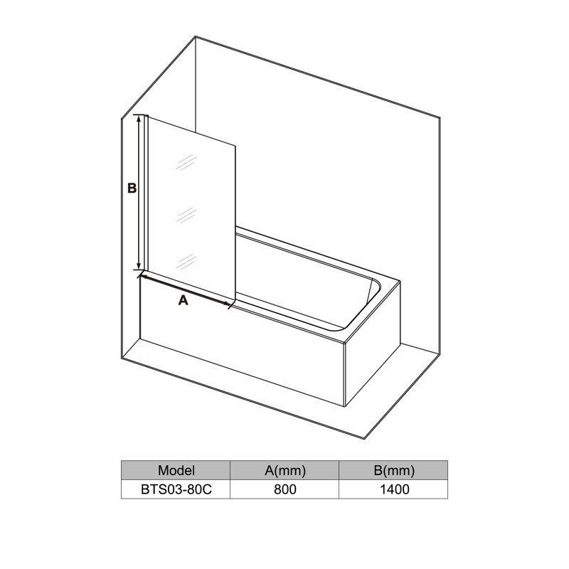 80*140*0.6cm, Silent anti-explosion bathtub  screen, Silver