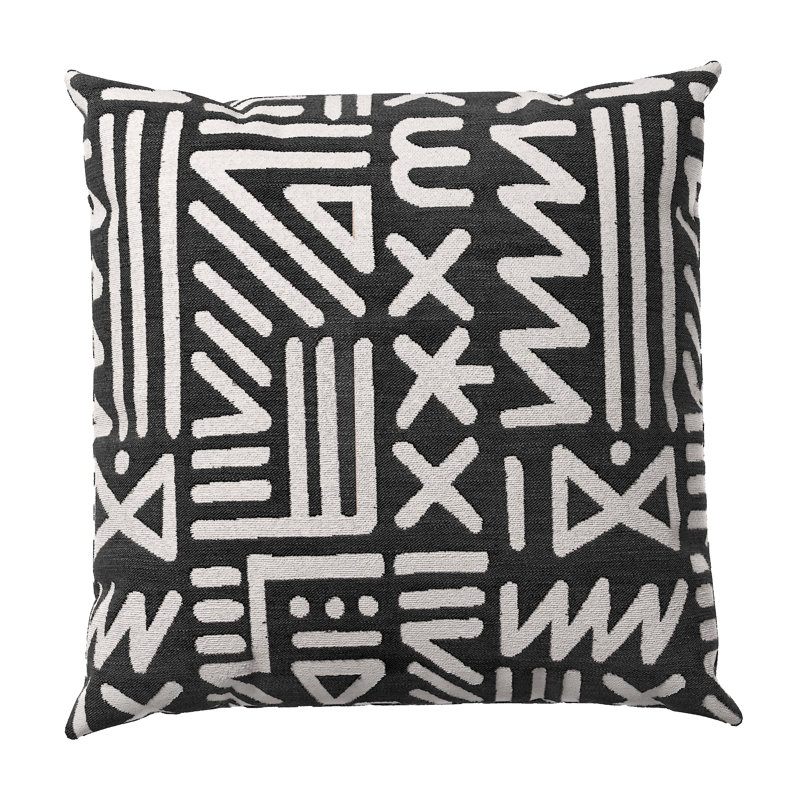 Montezuma Throw Pillow, 22"H x 22"W, Taupe/Black Geometric