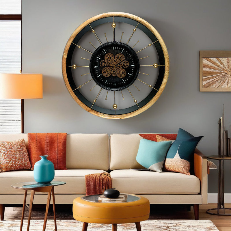 Horloge murale en bois noir The-Gear's