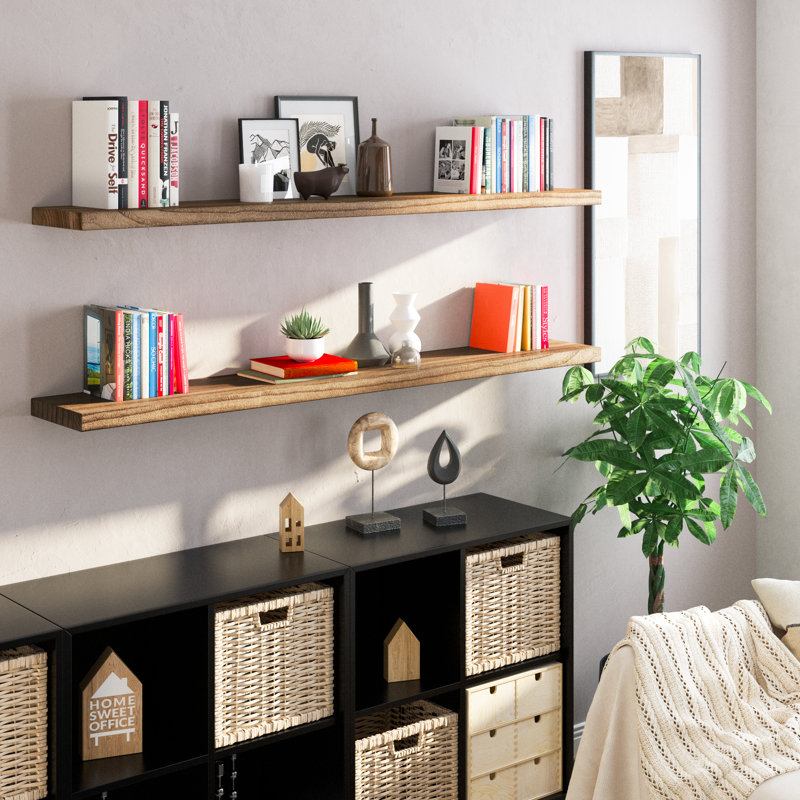 Hidden Bracket Shelf, Floating Shelf For Living Room And Office Decor, Wall Bookshelf, Rustic, Burnt, 1pc