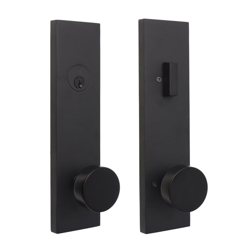 Ensemble de poignées avec pêne dormant, porte transitionnelle et rosette, Noir mat
