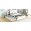 Lit double pleine grandeur avec tablettes coulissantes et lit gigogne simple, blanc - bois massif pour une charmante plateforme de sommeil
