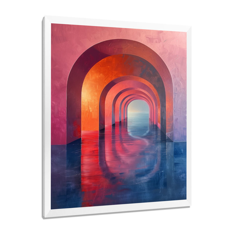 Tunnels d'univers soutenus rose et bleu, Cadre simple blanc, bois massif, H 16 po x l 32 po