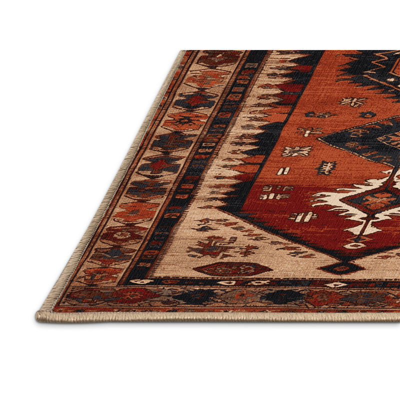 Tapis brun turc lavable à la machine, Carré 4 pi