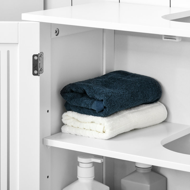 Tablette de rangement encastrée avec deux portes blanches